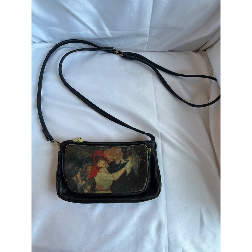 Icon Vintage Leather Black Shoulder Bag Art Print Pierre-Augustine Renoir